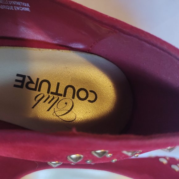 Red Studded Open Toe with Gold Colour Tip 5" Heel - Picture 9 of 11